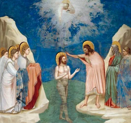 Baptism of Christ, (detail) from Life and Passion of Christ, by Giotto