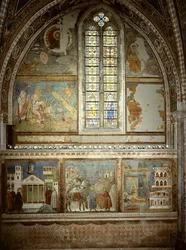 Scenes from the Life of St. Francis: The Simple Man Honours St. Francis; St. Francis Gives his Coat to the Poor Knight; St Francis Sees in the Dream a Palace full of Arms