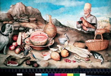 Still Life: Fish, Melon, Ham, Artichoke, Celery, Game