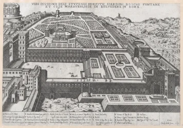 Speculum Romanae Magnificentiae: Aerial View of the Belvedere and its Gardens, 1579