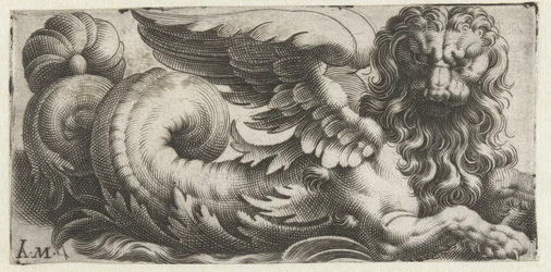 Winged Sea Lion with Wavy Manes and a Beard
