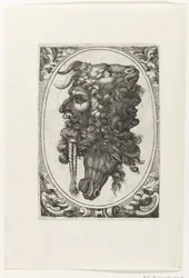 Composition of Two Faces, a Horse