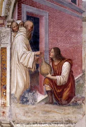 How Benedict Turns into a Snake a Bottle of Wine a Servant Hid to Him (Detail) (Fresco by Antonio Bazzi)