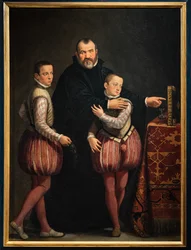 Portrait of Giuseppe Gualdo with his children Paolo and Emilio