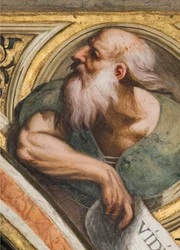 Central Nave, Plume Third Span South, Il Pordenone 1520, Bust with Prophet (Detail)