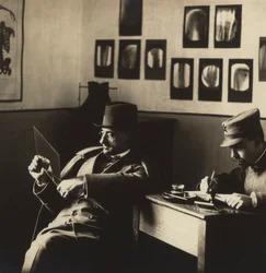 Alfredo Trombetta Radiologist with a Man in Military Uniform, in the Radiological Department of the Military Hospital in Campobasso