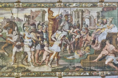 Ulysses and Ajax competing for the armor of Achilles before the courts, Ulysses Hall (detail)