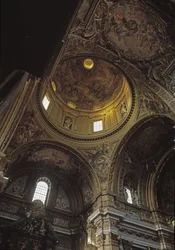 View of the dome and fresco by Baciccia, Church of Gesu in Rome