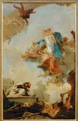 The Virgin of Carmel Appearing to Saint Simeon Stock