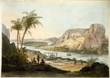 Exterior View of the Two Temples at Abu Simbul, from Plates Illustrative of the Researches in Egypt and Nubia, published 1822
