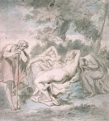 Cimon and Iphigenia with Two Female Attendants in a Landscape