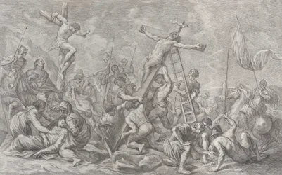 The Crucifixion, with the Lowering of the Cross at Center, Soldiers Throughout, and a Thief, 1762