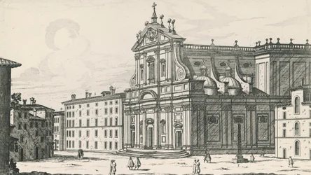 Church of St Ignatius of Loyola at Campus Martius, Rome, engraving by Giovanni Battista Falda