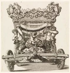 Front View of the First Carriage (1686 of Lord Castlemaine by Andrea Cornelly after Ciro Ferri, 1687-1700)
