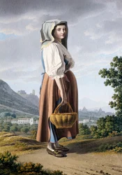 Peasant in the Background of Maddaloni, by Giovan Battista Lusieri, Italy