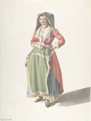 Young Woman Standing in Traditional Neapolitan Dress