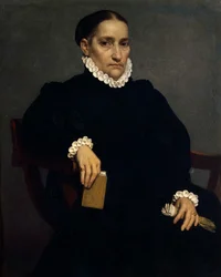 Portrait of elderly woman in black
