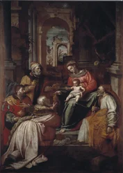 Adoration of the Magi. Painting by Giovanni Battista Perolli 1567 Genes, Museo Diocesano