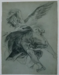 A Flying Angel (recto), Studies of Hands Playing Instruments (verso)