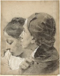A Young Man Embracing a Girl