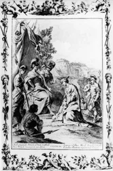 Eustathius Intercedes in Favor of Armida with Godfrey of Bouillon, Canto IV, Jerusalem Delivered