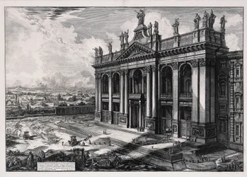 View of the facade of the Basilica of San Giovanni in Laterano (from: Vedute di Roma)