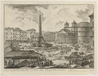 View of the Piazza della Rotonda with the Pantheon and the Obelisk
