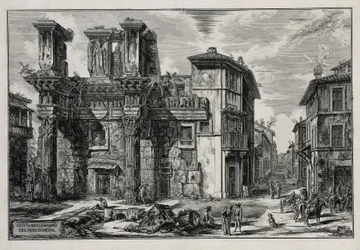 View of the remains of the Forum of Nerva in Rome (from: Vedute di Roma)