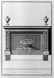 Carrara marble fireplace project for a Milanese living room. Drawing by Giovanni Piranesi (1720-1778)