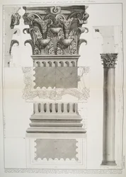 Plate LXXXIV-V Demonstration in large scale of part of the Portico of the Pantheon from 