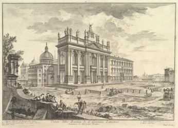 S. Giovanni in Laterano, Main Façade, with Palace and Scala Santa on the Right (Veduta della Basilica di S. Giovanni Laterano), from "Vedute di Roma"
