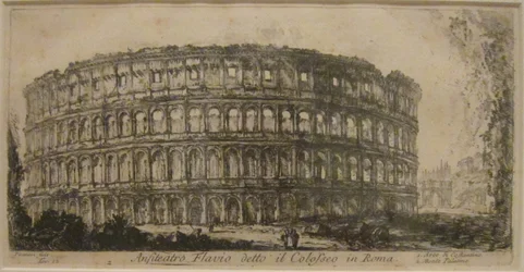 The Flavian Amphitheater from Views of Rome by Piranesi, Etching, Honolulu Museum of Art