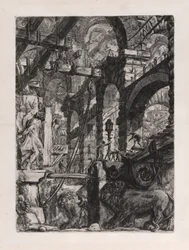 The Lion Bas-Reliefs, Plate 5 from Carceri