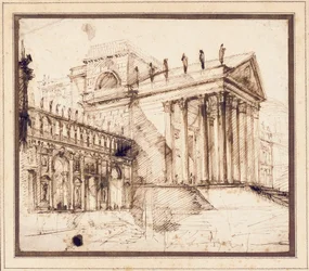 The Portico and Facade of an Elaborate Neo-Classical Building