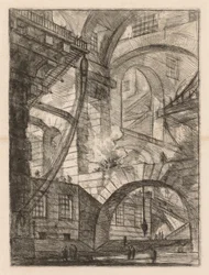 The Prisons: A Perspective of Arches with a Smoking Fire
