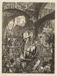 The Prisons: An Architectural Medley, with a Man on the Rock in the Foreground