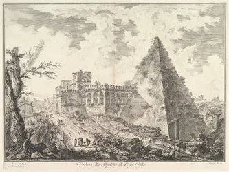 The Pyramid of Caius Cestius, with the Porta S. Paolo and Adjoining Road