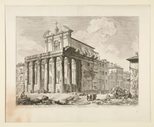 View of the Temple of Antoninus and Faustina in the Roman Forum, from Vedute di Roma