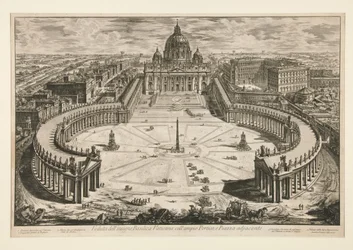 View of the famous Vatican Basilica with the large portico and adjoining square, from Vedute di Roma