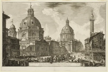 View of Two Churches, One Called 1. S. Maria di Loreto, the other 2. The Name of Mary, near 3. Trajan