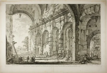 View of the Upper Storey of the Cages for Wild Animals Built by the Emperor Domitian, Associated with the Flavian Amphitheater and Commonly Called the Curia Hostilia, from Views of Rome