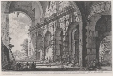 View of the upper storey of the Cages for Wild Animals built by the Emperor Domitian, associated with the Flavian Amphitheater and commonly called the Curia Hostilia, c.1760-1778
