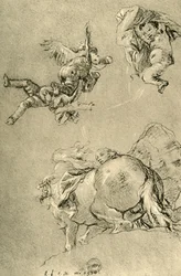 Hovering Cupids and one of the Horae with a sun steed, 1752-1753, 1928
