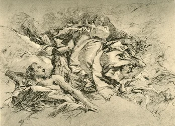 Madonna in clouds surrounded by Angels