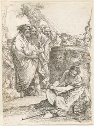 Magician and Other Figures before a Burning Altar with Skull and Bones
