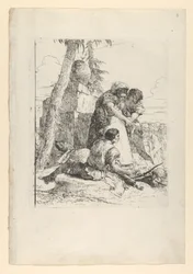 Magician pointing out a burning head to two youths, from the Scherzi, ca. 1743-50