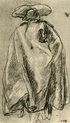 Man in a Big Cloak Seen from Behind