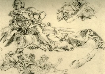 Officer Encamped Beside a Cannon