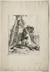 Scherzi di Fantasia: Magician Pointing Out a Burning Head to Two Youths, 1750s