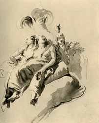 Two Young Women and a Soldier